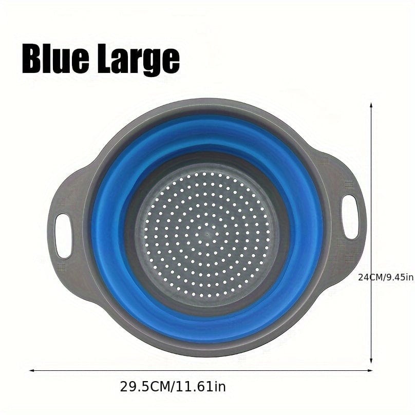 Passeoire Pliante Silicone pour Égoutter Pâtes et Fruits - Set de 2 - Vert / Rouge / Bleu