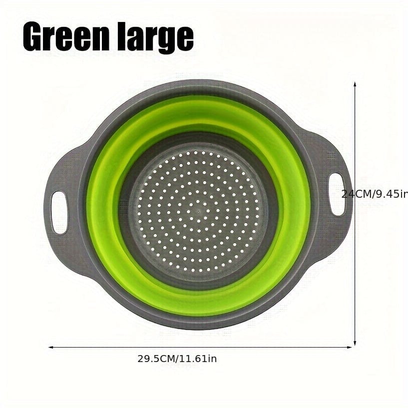 Passeoire Pliante Silicone pour Égoutter Pâtes et Fruits - Set de 2 - Vert / Rouge / Bleu
