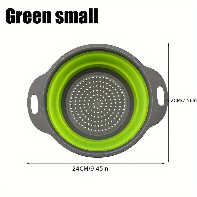 Passeoire Pliante Silicone pour Égoutter Pâtes et Fruits - Set de 2 - Vert / Rouge / Bleu