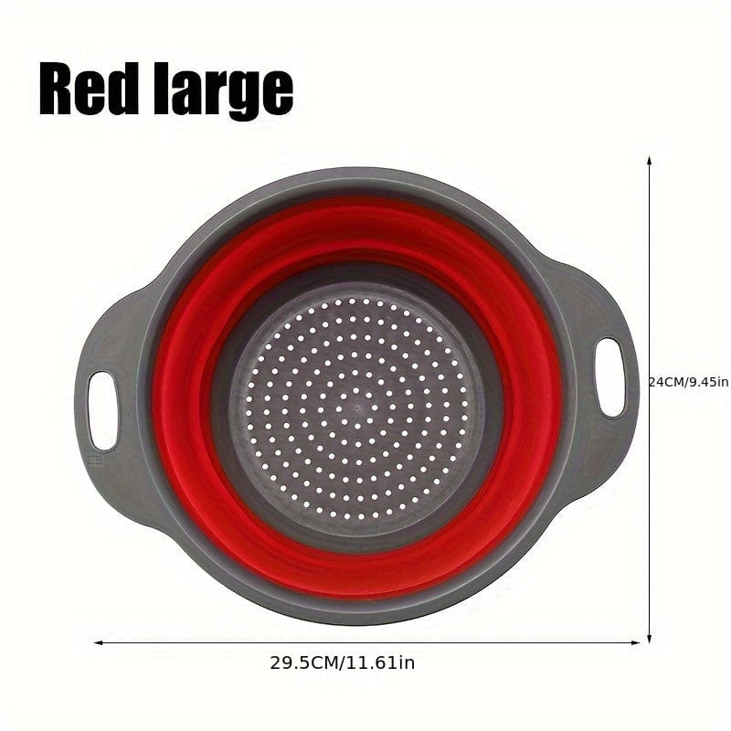 Passeoire Pliante Silicone pour Égoutter Pâtes et Fruits - Set de 2 - Vert / Rouge / Bleu