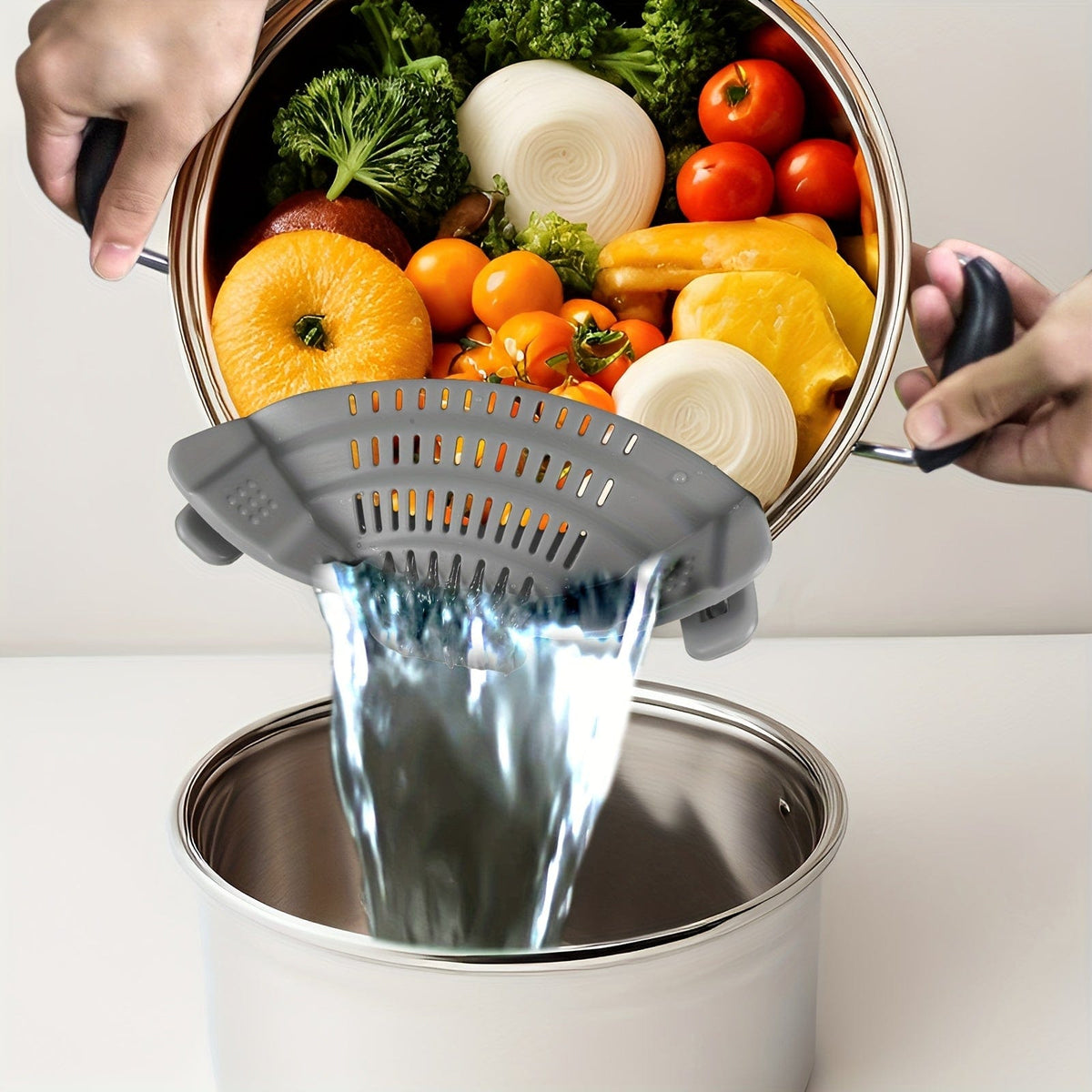 Passoire en Silicone pour Casseroles - Filtrage Facile, Manuelle, Fruits, Légumes - NL25678