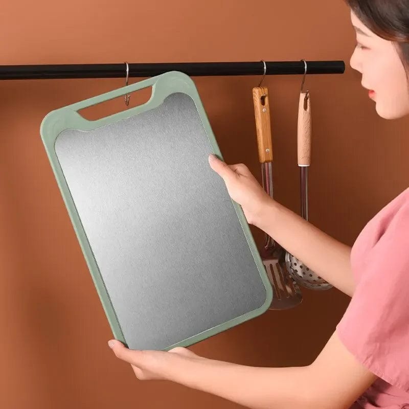 Planche à Découper Cuisine: Inox et Plastique 2 en 1 pour Viande et Légumes Planche à Découper