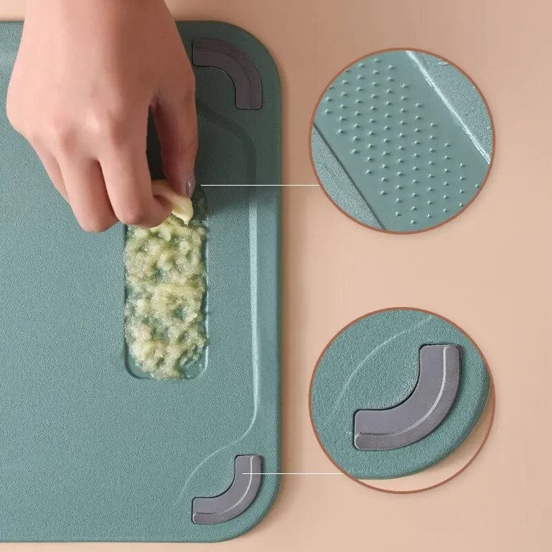 Planche à Découper Cuisine: Inox et Plastique 2 en 1 pour Viande et Légumes Planche à Découper
