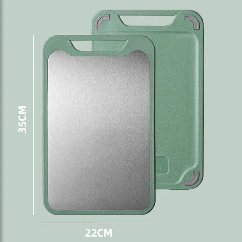 Planche à Découper Cuisine: Inox et Plastique 2 en 1 pour Viande et Légumes Planche à Découper