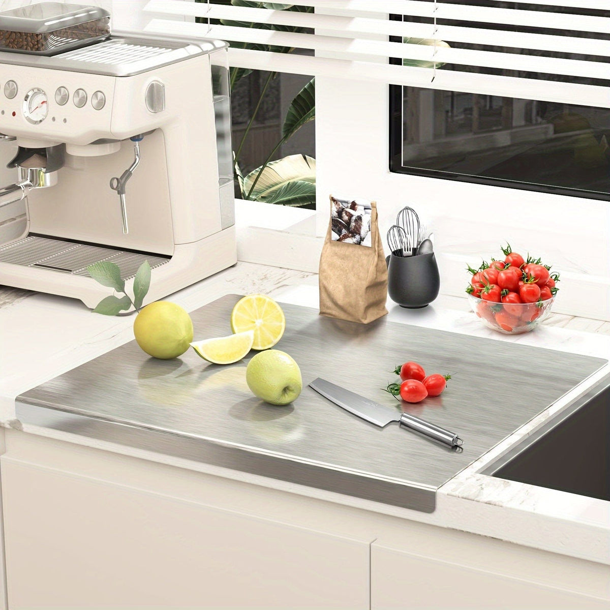 Planche à Découper en Inox - Antidérapante avec Bord de Protection Planche à Découper