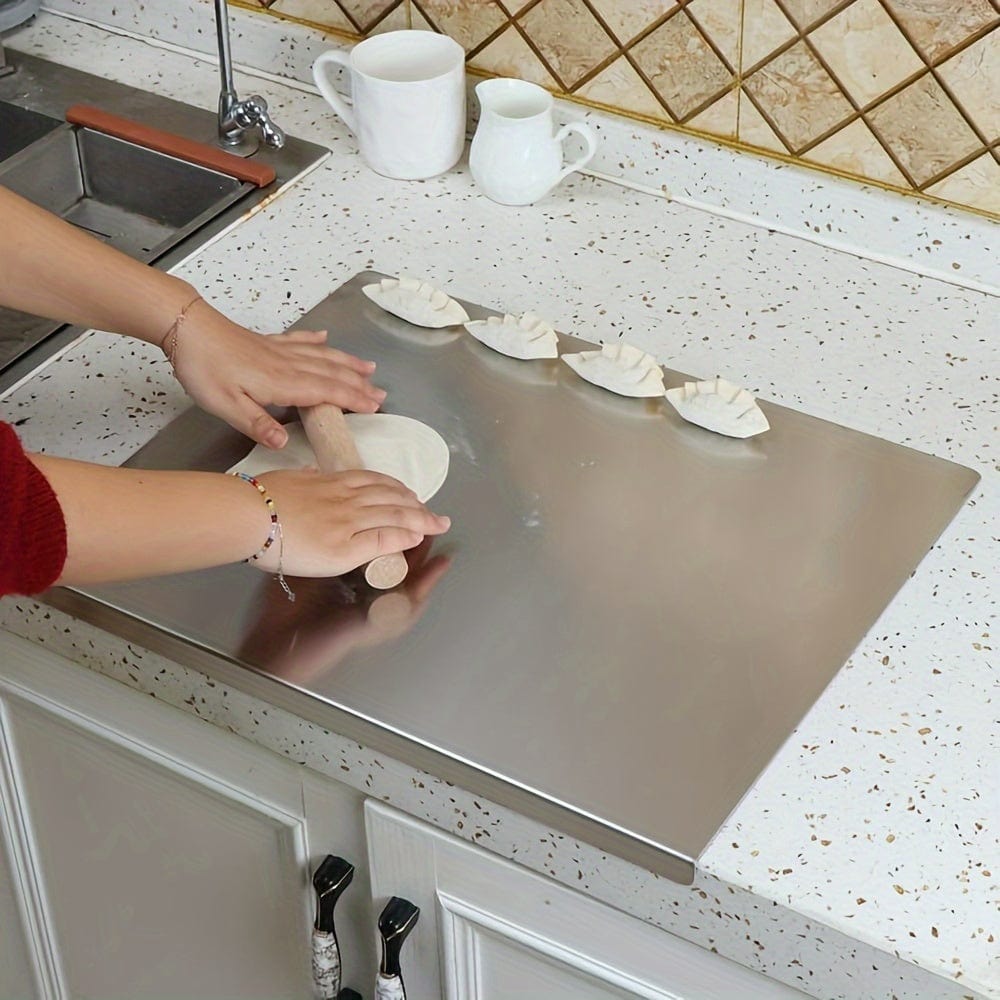 Planche à Découper en Inox - Antidérapante avec Bord de Protection Planche à Découper