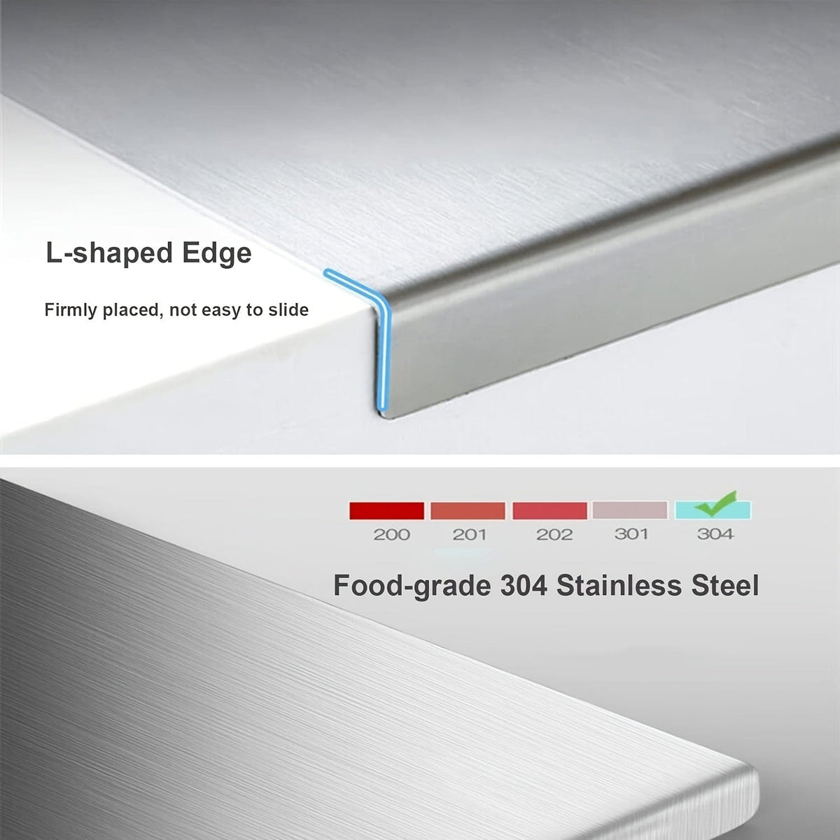 Planche à Découper en Inox - Antidérapante avec Bord de Protection Planche à Découper