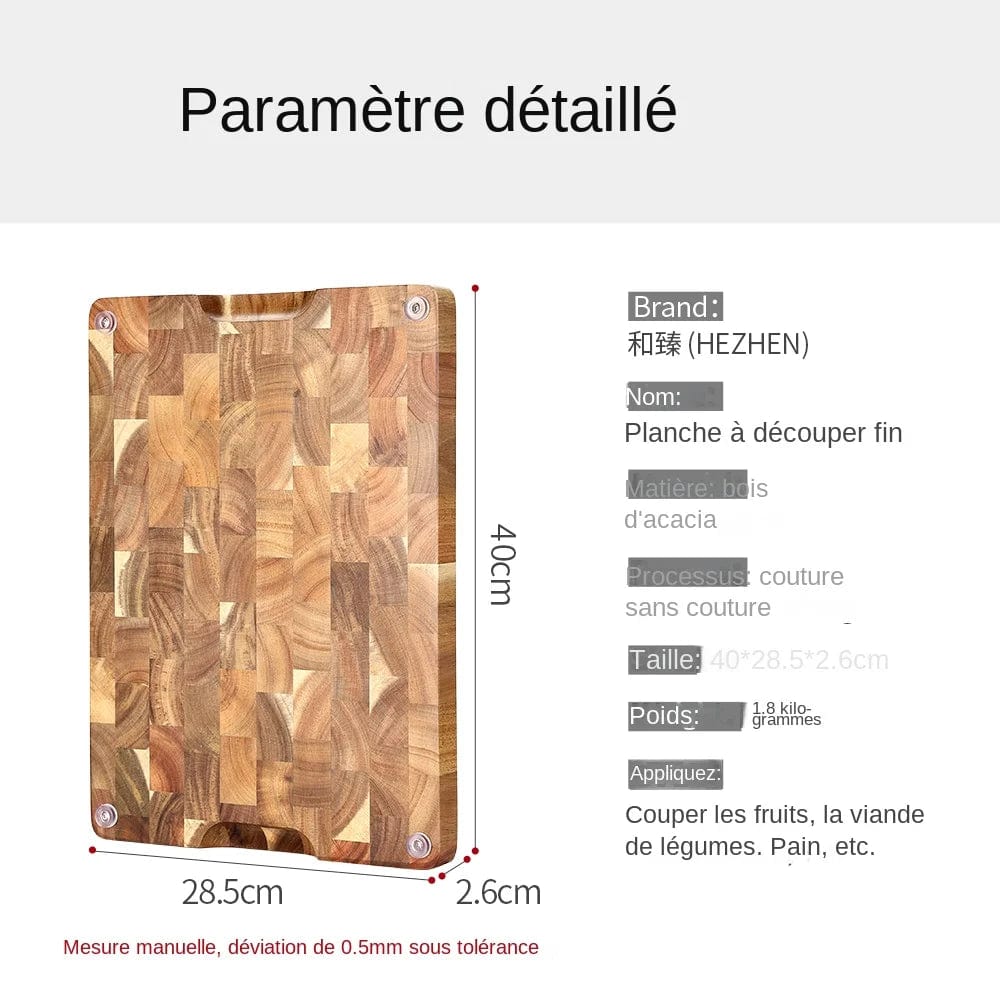 Planche à découper en bois d'acacia premium double-face, drainant et anti-humidité - Cuisine eco-friendly
