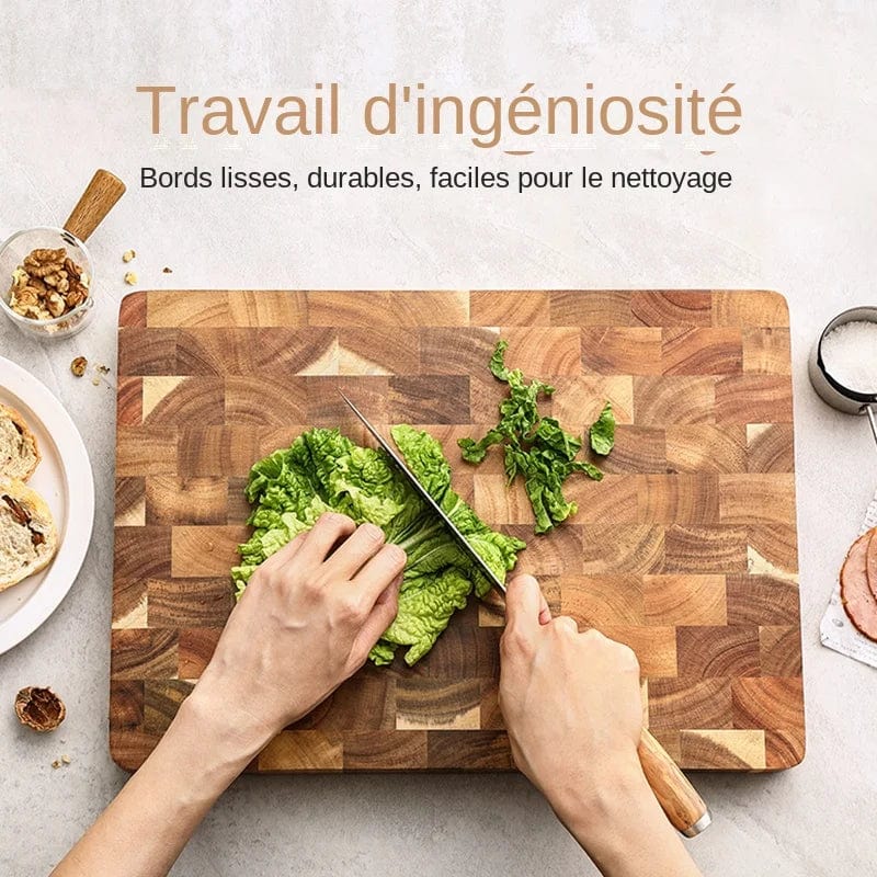 Planche à découper en bois d'acacia premium double-face, drainant et anti-humidité - Cuisine eco-friendly