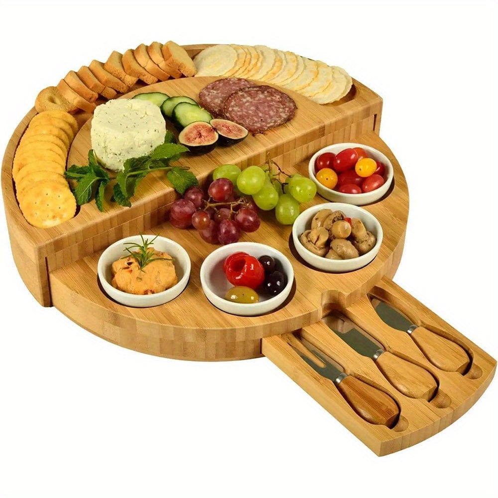 Plateau à fromage et charcuterie en bambou avec tiroir intégré plateau fromage charcuterie