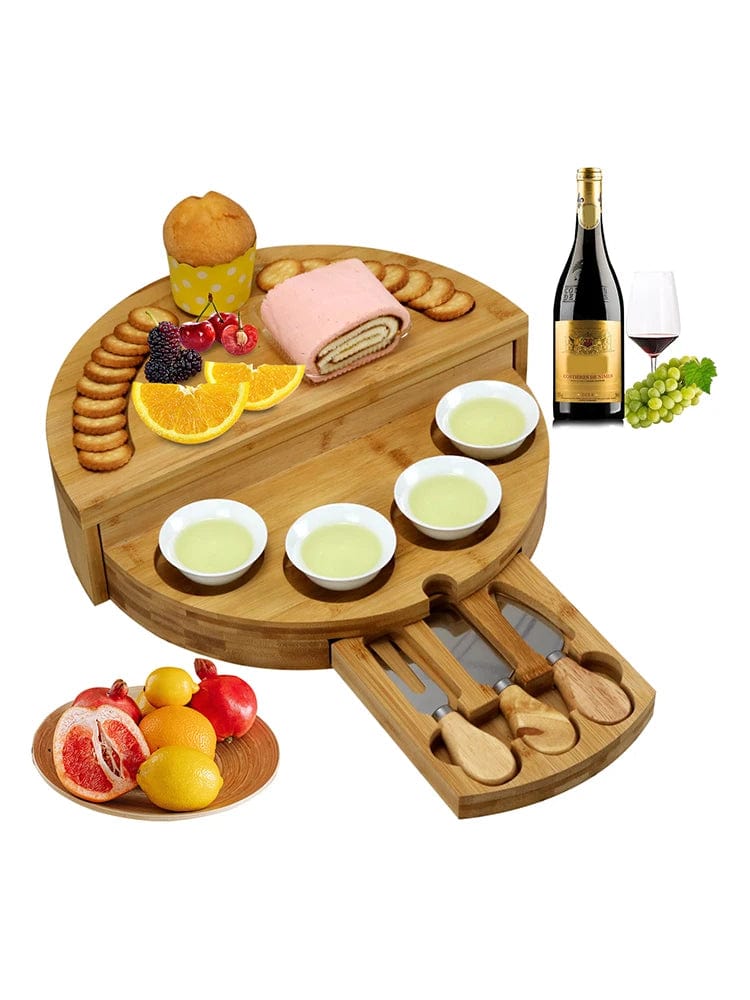 Plateau à fromage et charcuterie en bambou avec tiroir intégré plateau fromage charcuterie