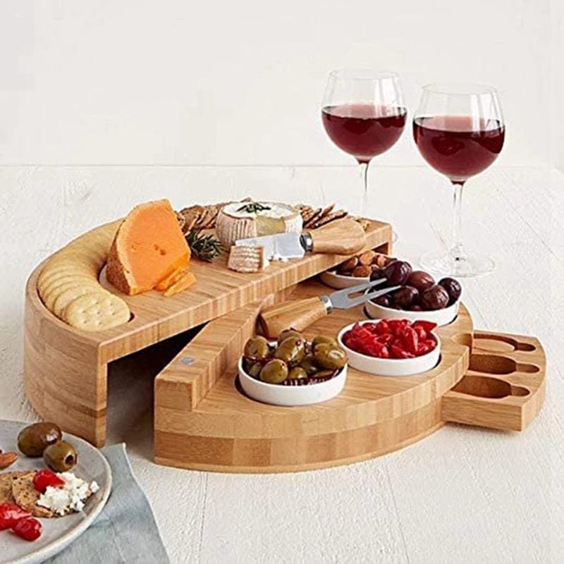 Plateau à fromage et charcuterie en bambou avec tiroir intégré plateau fromage charcuterie