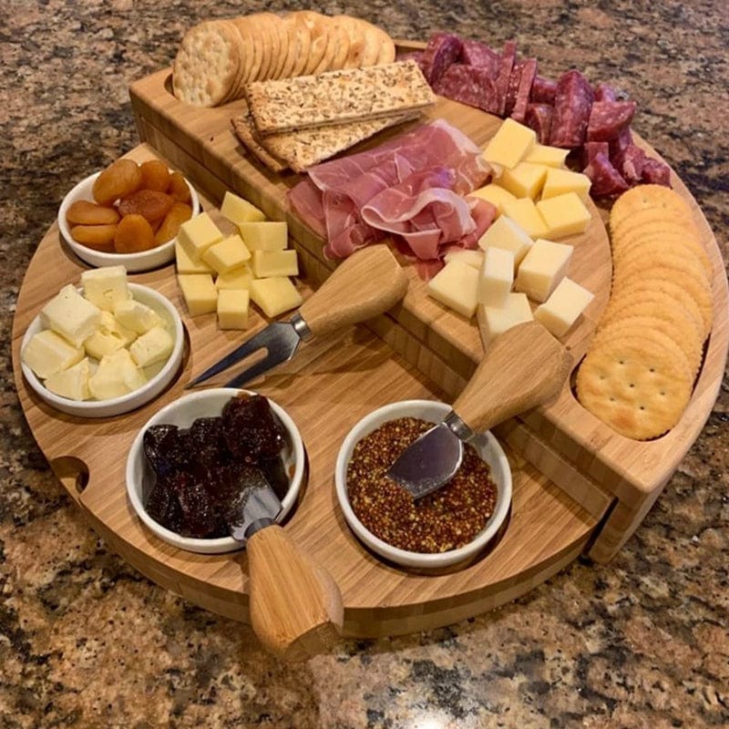 Plateau à fromage et charcuterie en bambou avec tiroir intégré plateau fromage charcuterie