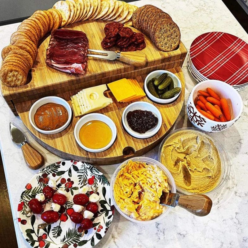 Plateau à fromage et charcuterie en bambou avec tiroir intégré plateau fromage charcuterie