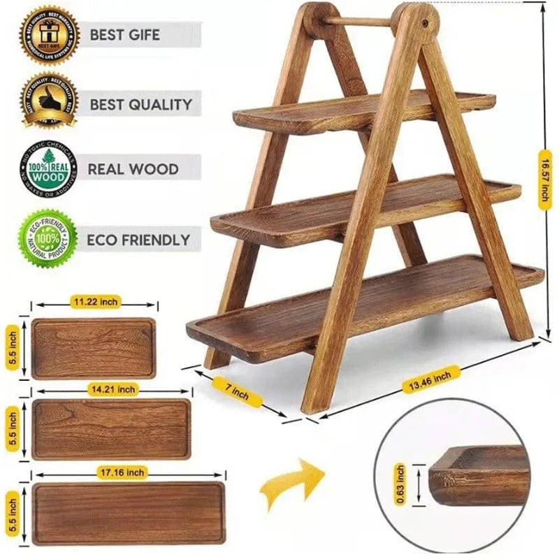 Plateau en Bois pour Servir les Aliments et Ranger, Déco Cuisine Eco-Friendly