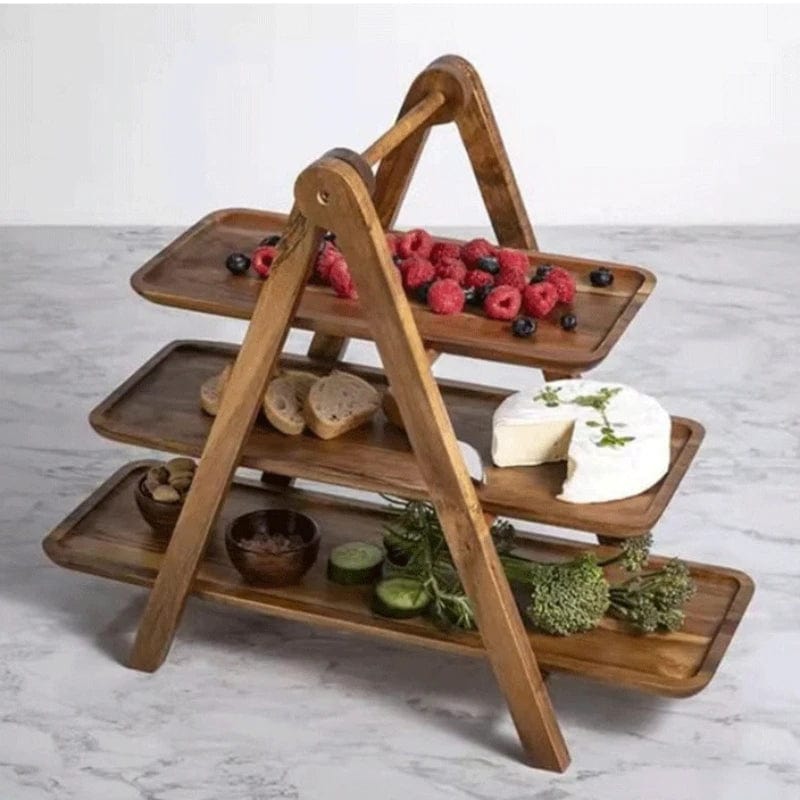 Plateau en Bois pour Servir les Aliments et Ranger, Déco Cuisine Eco-Friendly