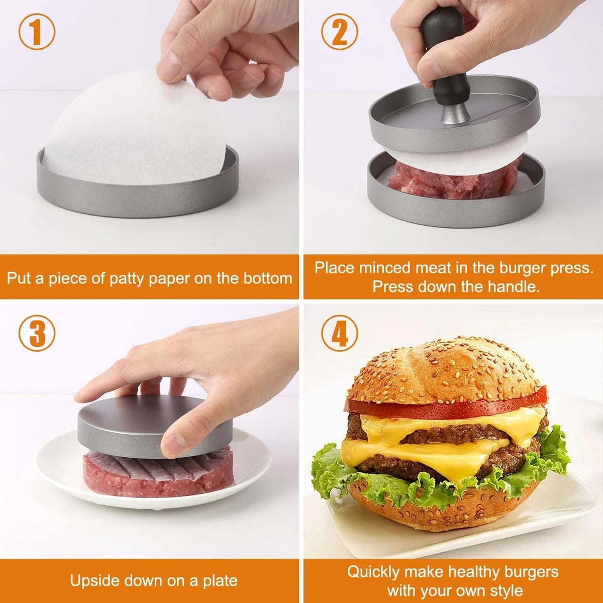 Presse à Burger Antiadhésive avec Papier Cuisson
