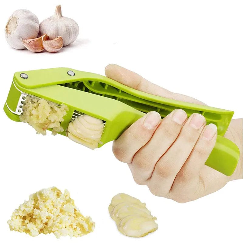 Presse-ail 2-en-1 en acier inoxydable pour écraser et trancher l'ail, presse-légume pour la cuisine à la maison Coupe Légumes