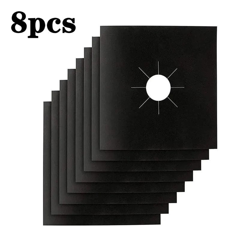 Protège gazinière 2-8pcs en fibres de verre noires - Tapis de cuisson réutilisable - Accessoire cuisine - Taille 270 x 270mm