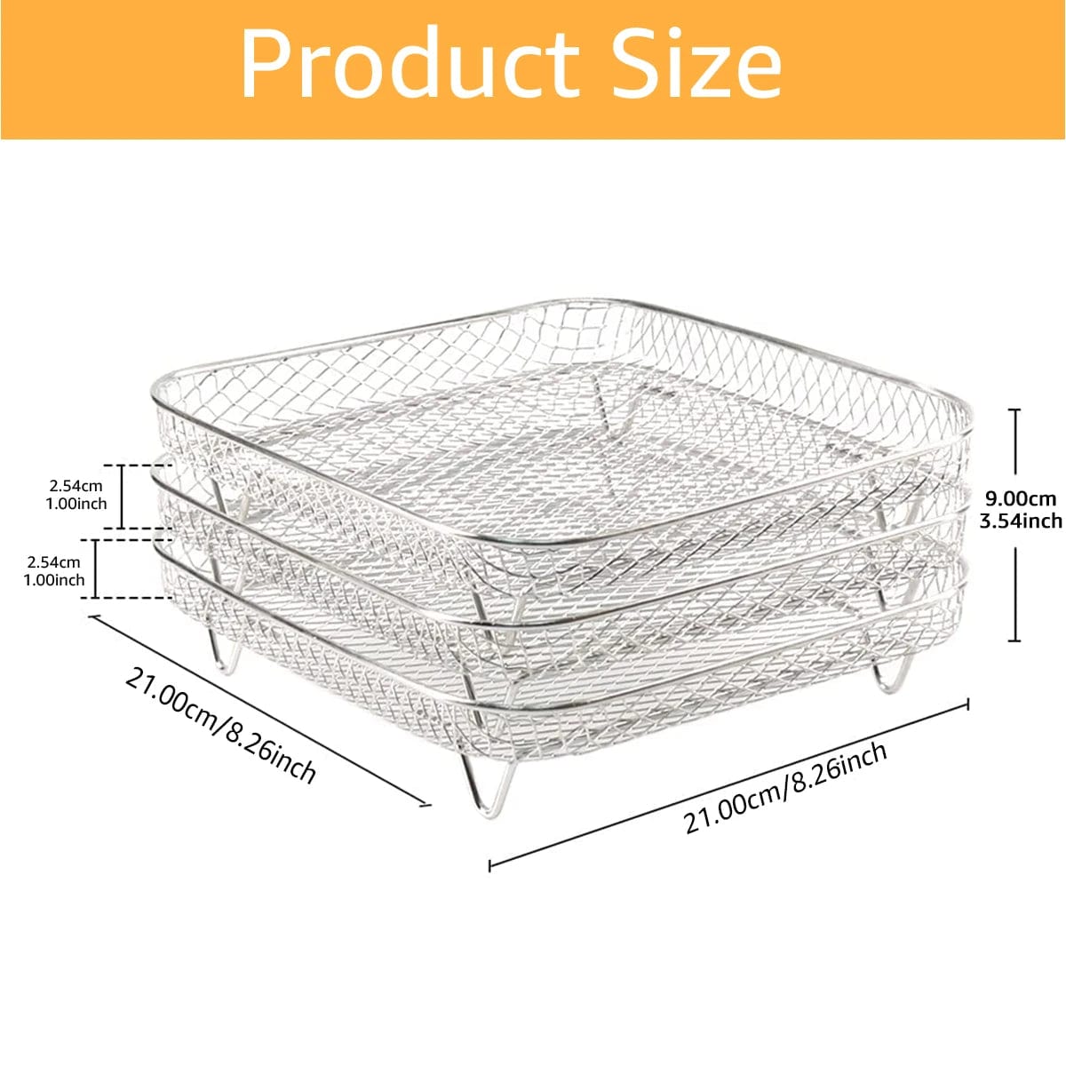 Racks de Cuisson pour Air Fryer en Acier Inoxydable à 3 Étages