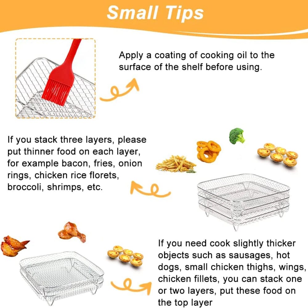 Racks de Cuisson pour Air Fryer en Acier Inoxydable à 3 Étages