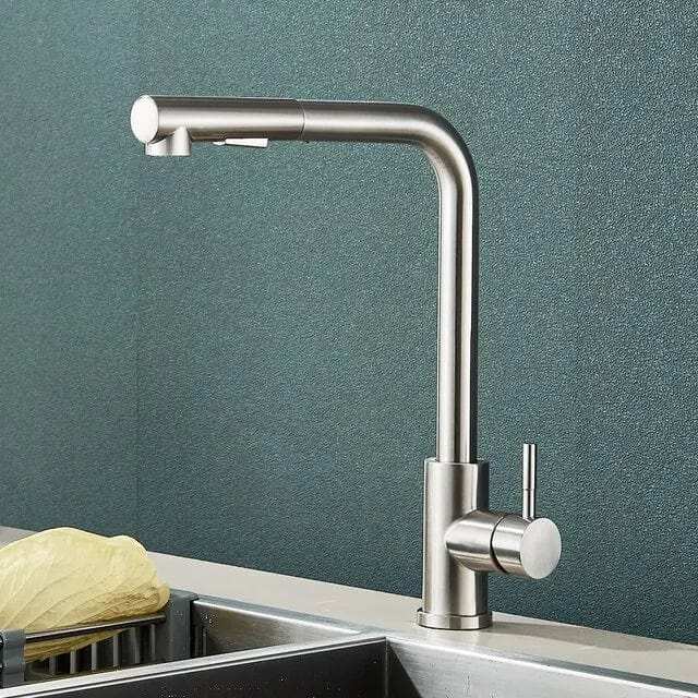 Robinet de Cuisine Noir avec Bec Rétractable et 2 Modes de Jet - Mélangeur d'Eau Chaud et Froid en Acier Inoxydable