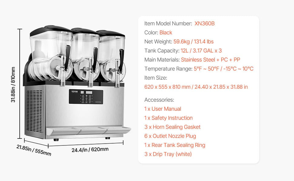 Machine à Granita Professionnelle 3×12 L — Triple Cuve, 144 Boissons machine a granita