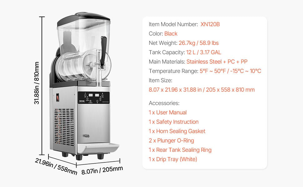 Machine à Granita Professionnelle 12 L — 1 Cuve, 48 Boissons machine a granita
