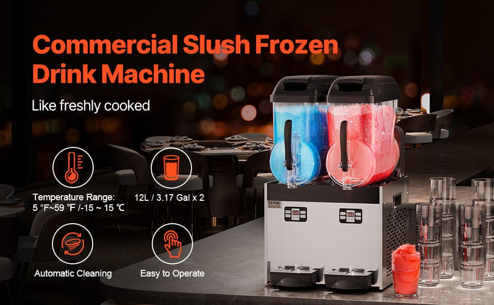 Machine à Granita Professionnelle 2×12 L — Double Cuve, 96 Boissons machine a granita