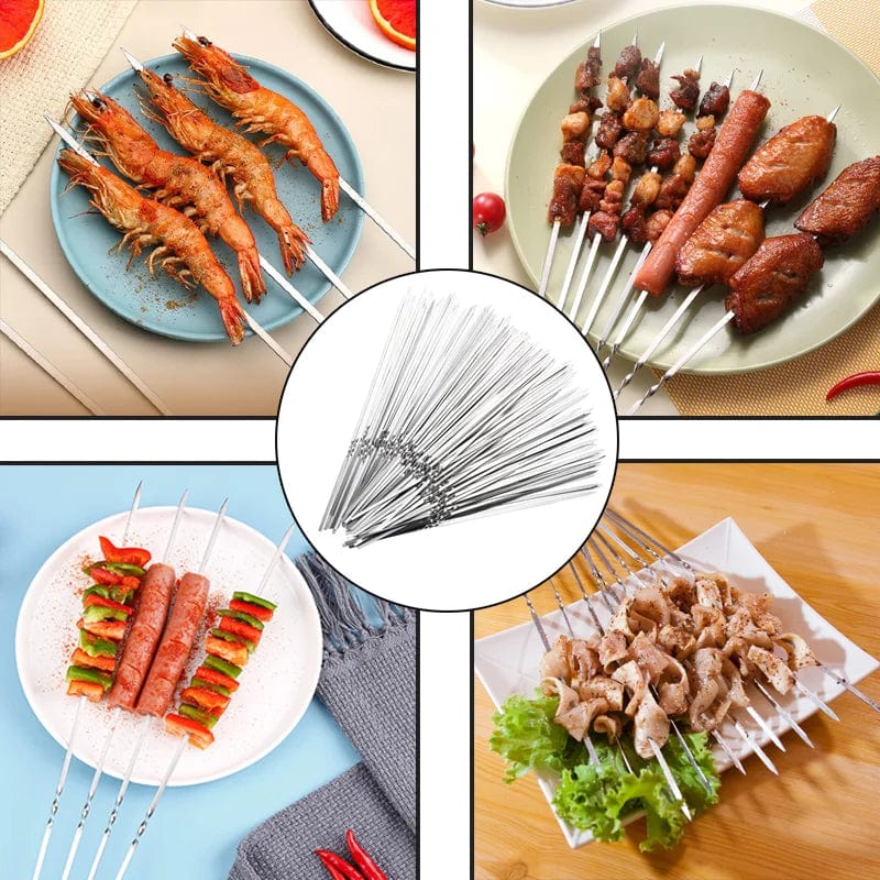 Brochettes de Barbecue réutilisables en acier inoxydable (Lots) barbecue