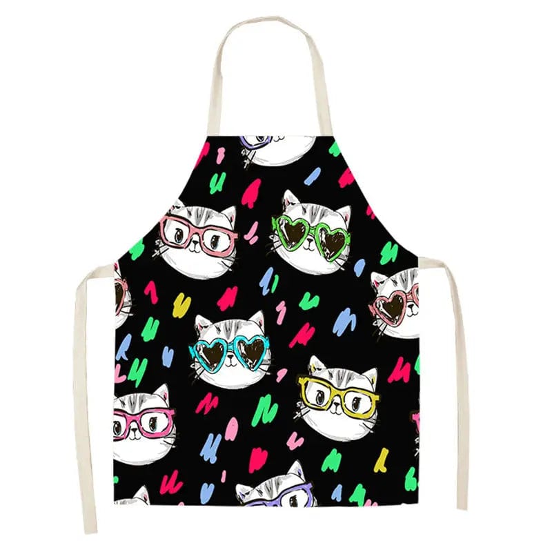 Tablier de Cuisine avec Impression de Chat Mignon, Lin Coton tablier