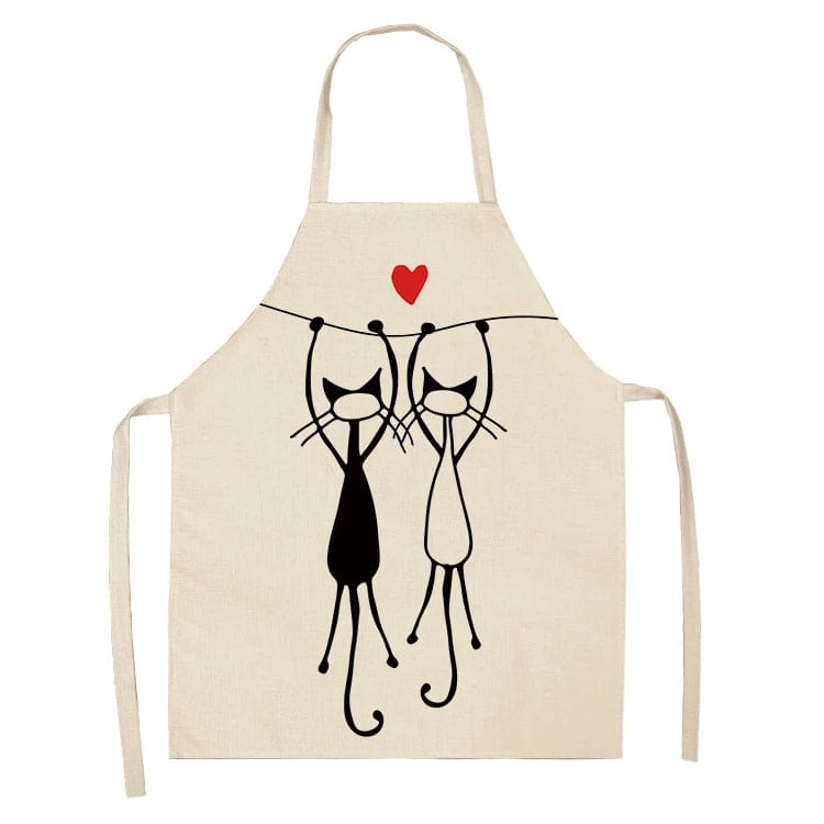 Tablier de Cuisine Chat Mignon en Coton Lin Imprimé Japonais tablier
