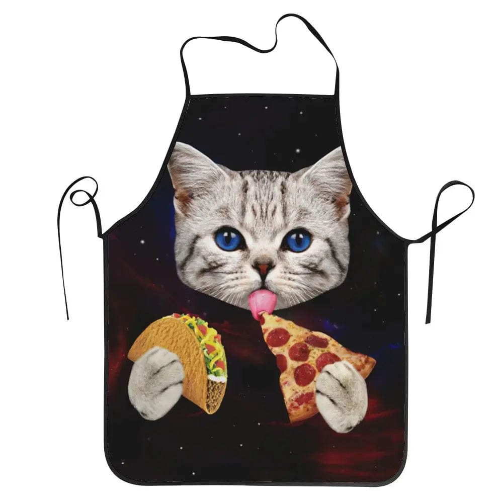 Tablier de cuisine chat spatiale pizza - Drôle pour hommes et femmes tablier