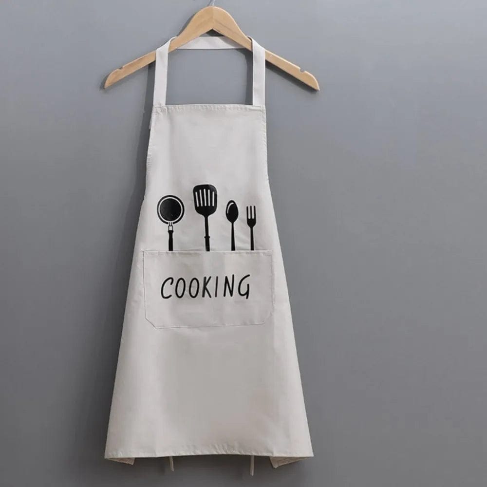 Tablier de Cuisine Classique "Cooking" en PVC Imperméable - Couleur Blanc-cassé tablier