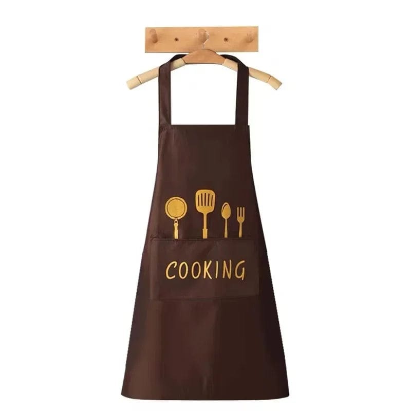 Tablier de Cuisine Classique "Cooking" en PVC Imperméable - Couleur Marron tablier