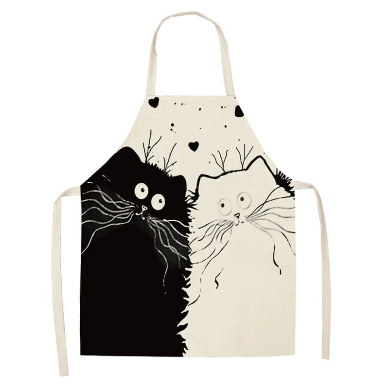 Tablier de Cuisine - Dessin de 2 Chats Amoureux tablier