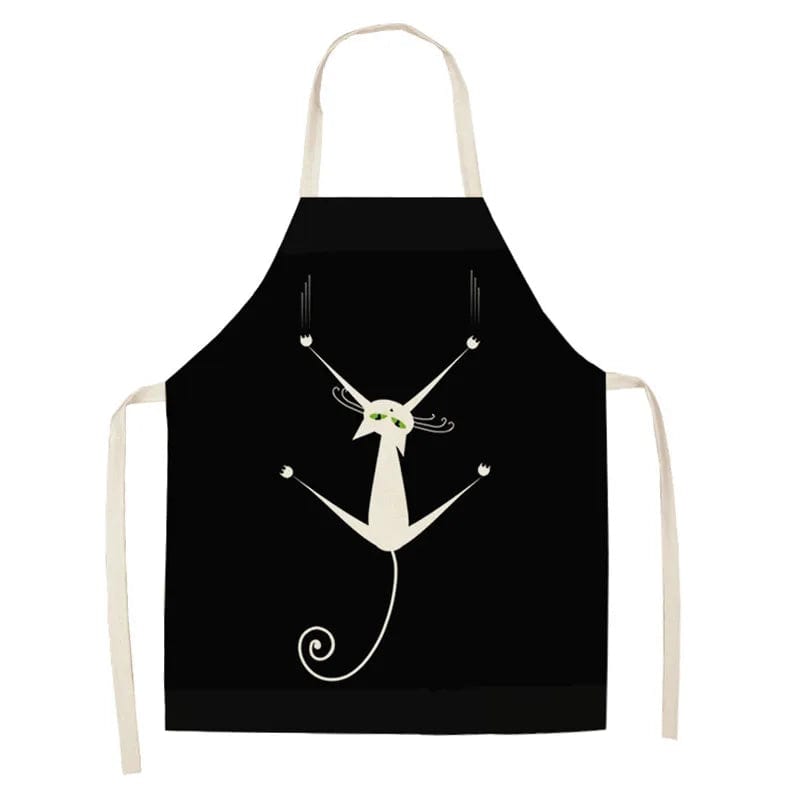 Tablier de Cuisine Dessin de Chat qui grimpe - Lin Japonais - Chat Grimpeur tablier