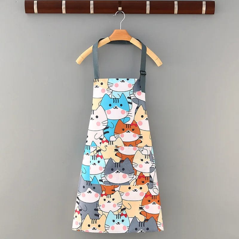 Tablier de cuisine en toile de coton imperméable - Motifs Fleurs ou Chats tablier
