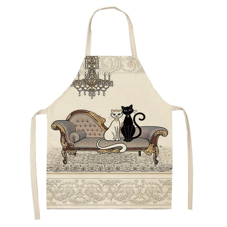 Tablier de Cuisine Impression Chats Mignons en Lin - I Love Cats tablier