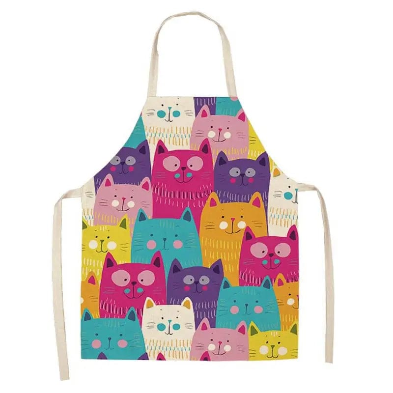 Tablier de Cuisine Impression Chats Mignons en Lin - I Love Cats tablier