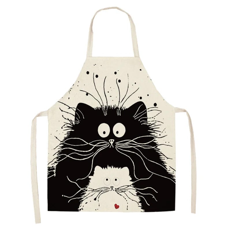 Tablier de Cuisine Impression Chats Mignons en Lin - I Love Cats tablier