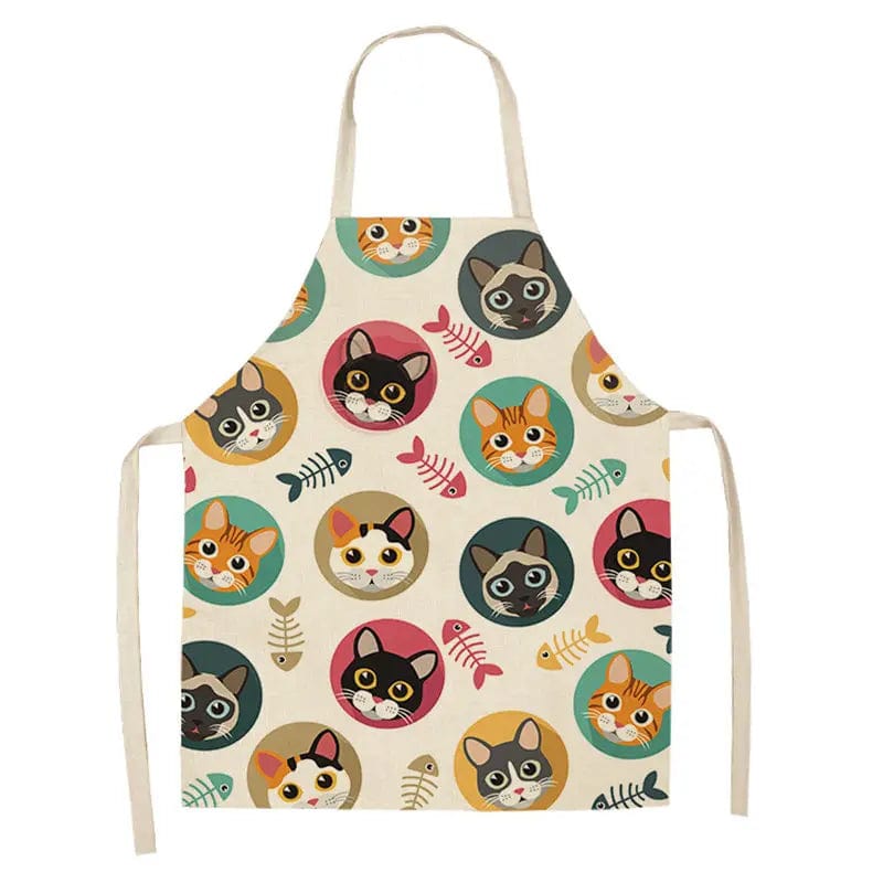 Tablier de Cuisine Impression Chats Mignons en Lin - I Love Cats tablier