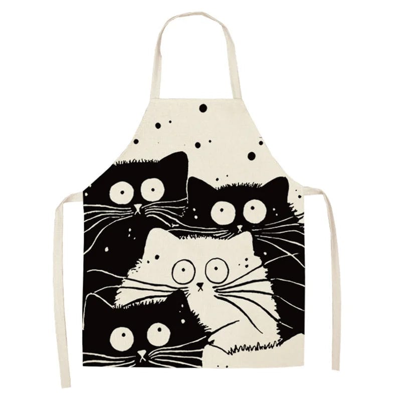 Tablier de Cuisine Impression Chats Mignons en Lin - I Love Cats tablier