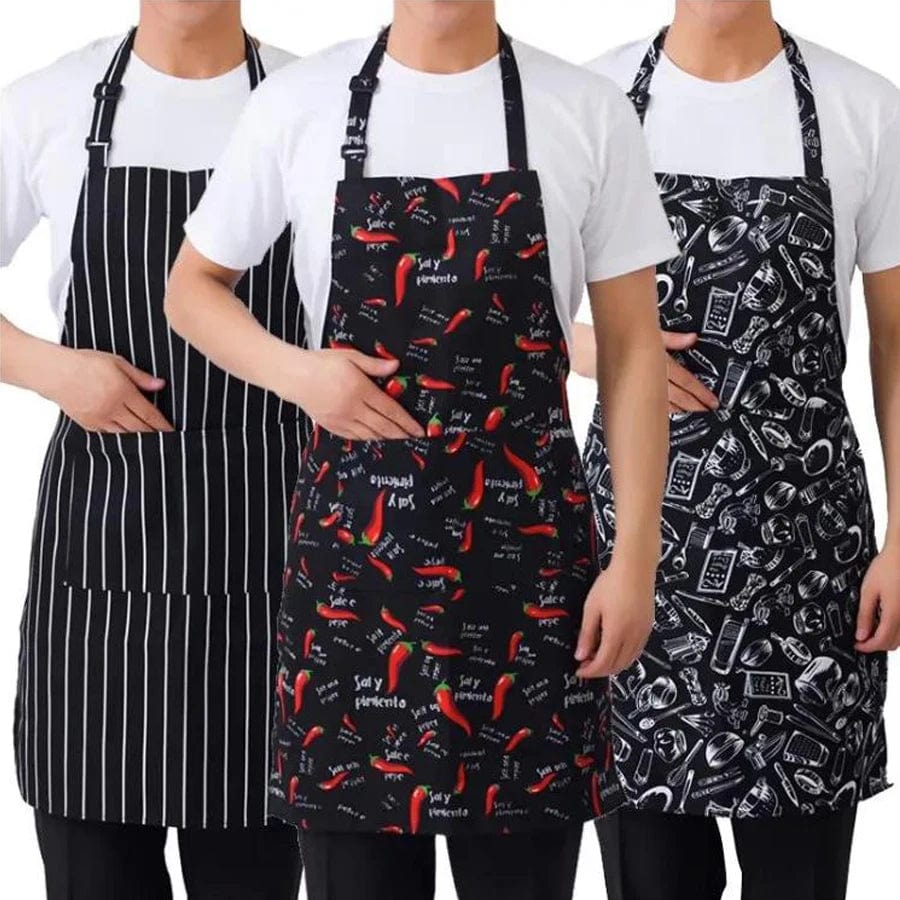 Tablier de Cuisine Rayé Réglable pour Adulte - Idéal pour Restaurant, Camping et Cuisine
