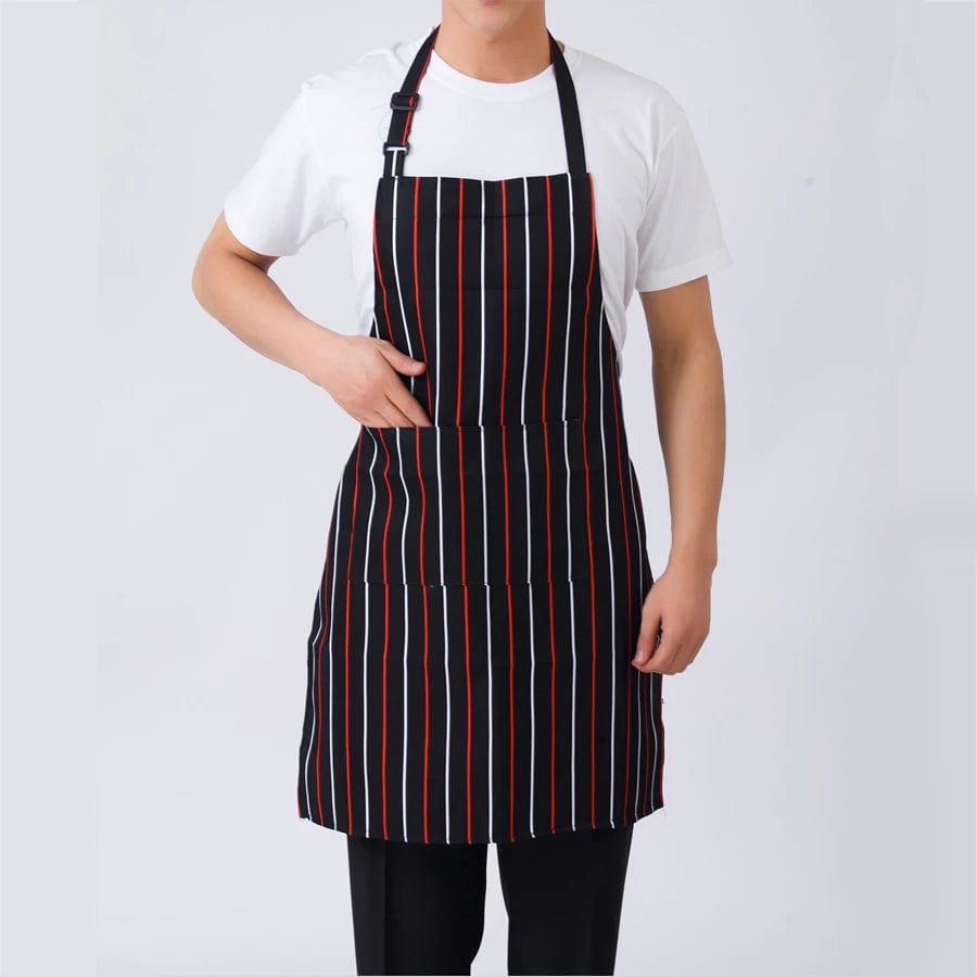 Tablier de Cuisine Rayé Réglable pour Adulte - Idéal pour Restaurant, Camping et Cuisine