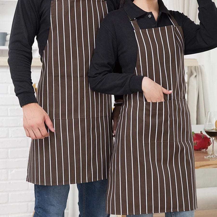 Tablier de Cuisine Rayé Réglable pour Adulte - Idéal pour Restaurant, Camping et Cuisine