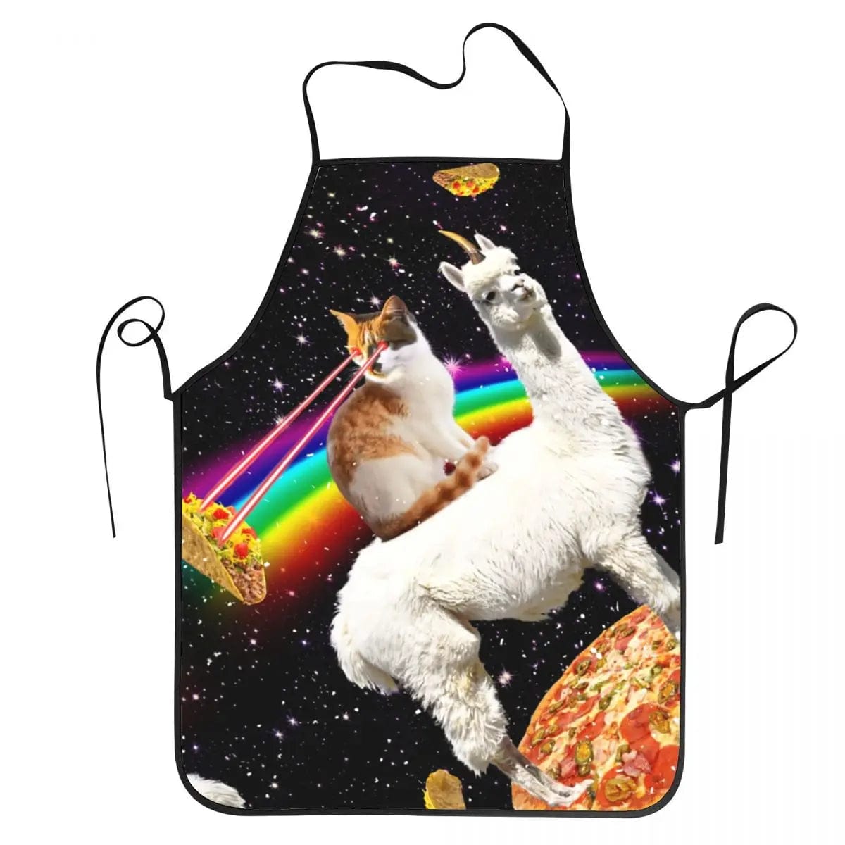 Tablier de Cuisine Unisexe Chat Pizza Espace Lama - Drôle et Original tablier