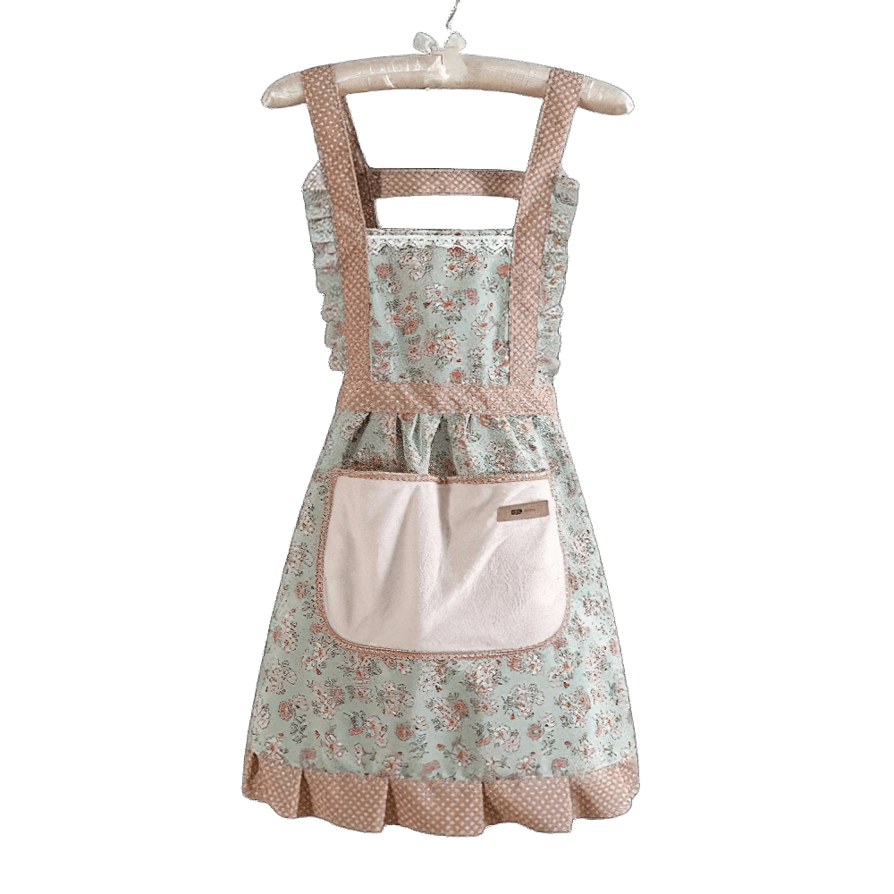 Tablier de cuisine vintage en coton vert rétro années 50 tablier