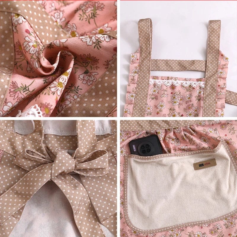 Tablier de cuisine vintage rétro années 50 traditionnel rose tablier