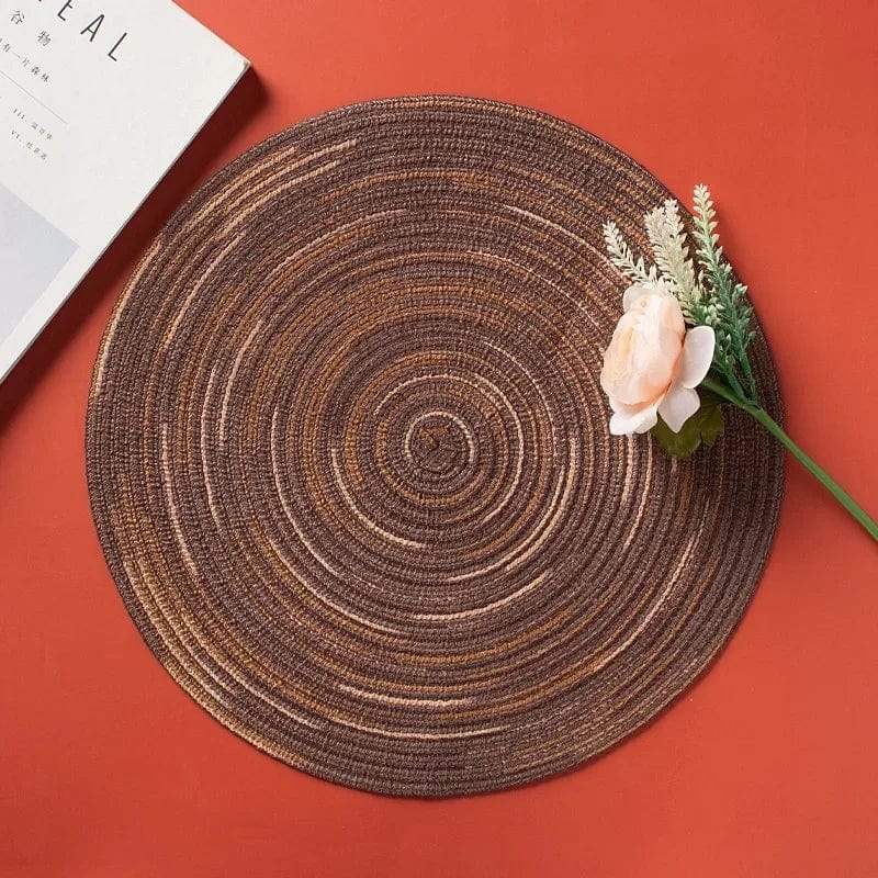 Tapis de Table Rond en Vinyle Tissé Individuel pour Décoration de Table, Lot de 1